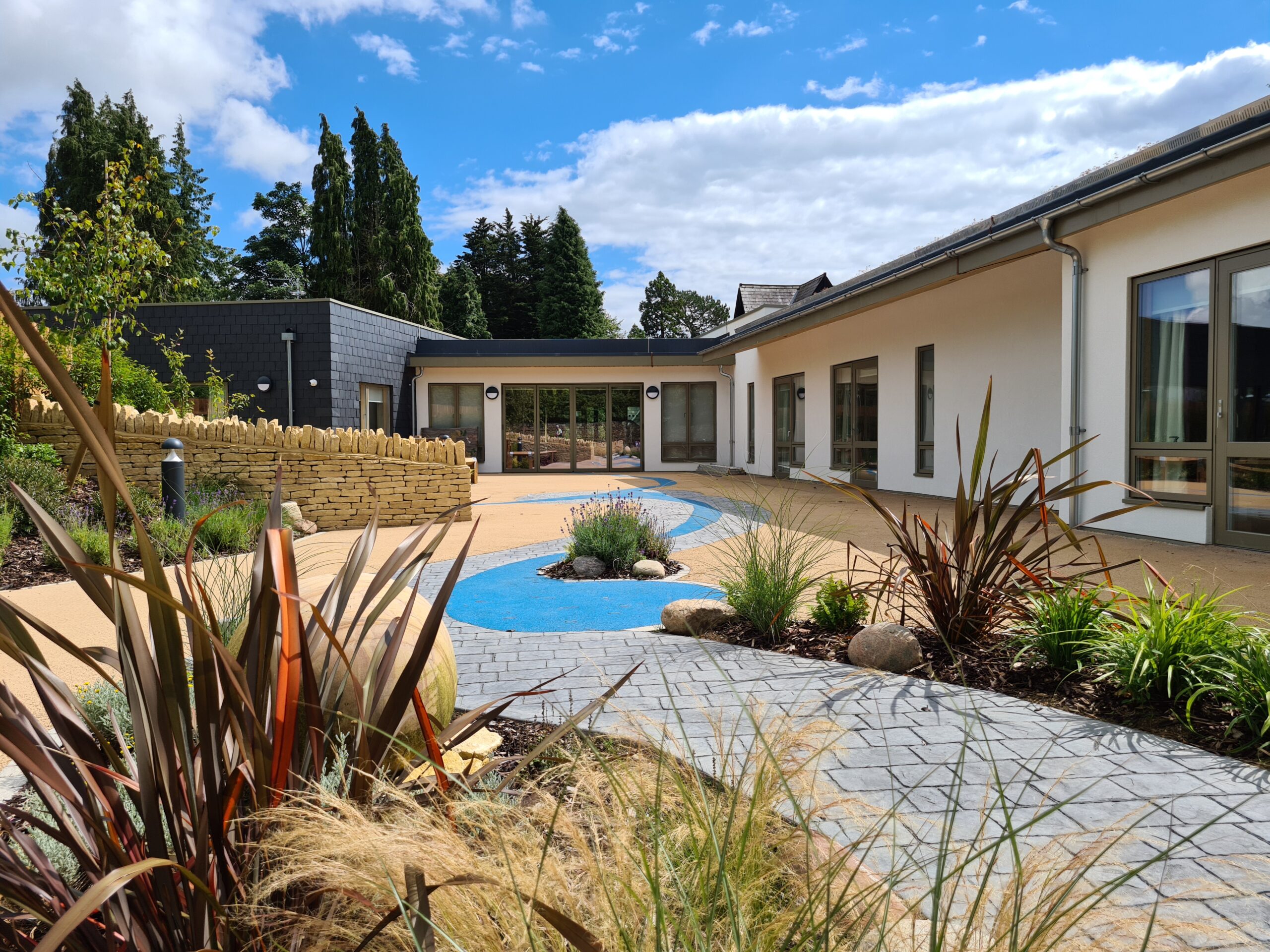 Landscaped garden at National Star College, Ullenwood